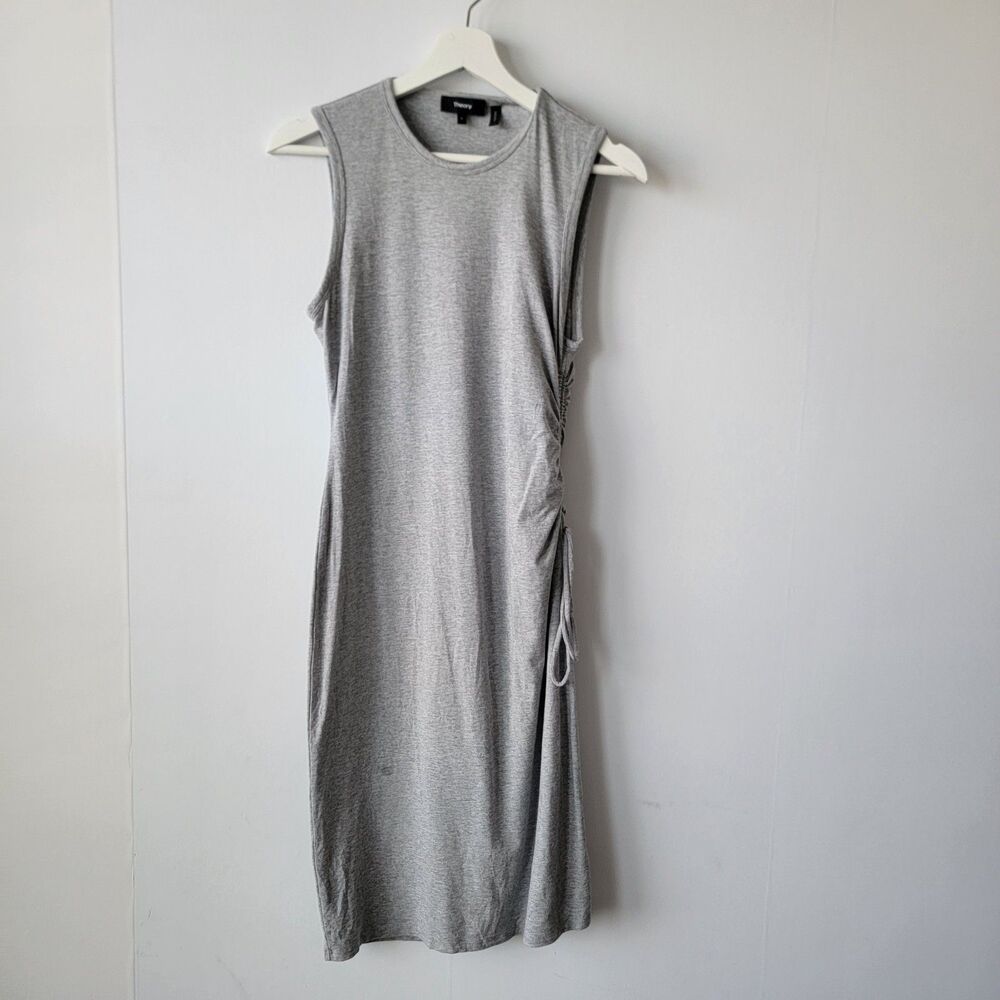 Theory Women's Ramaiya Dr Rubric Cinch Tank Dress size S Light Gray
